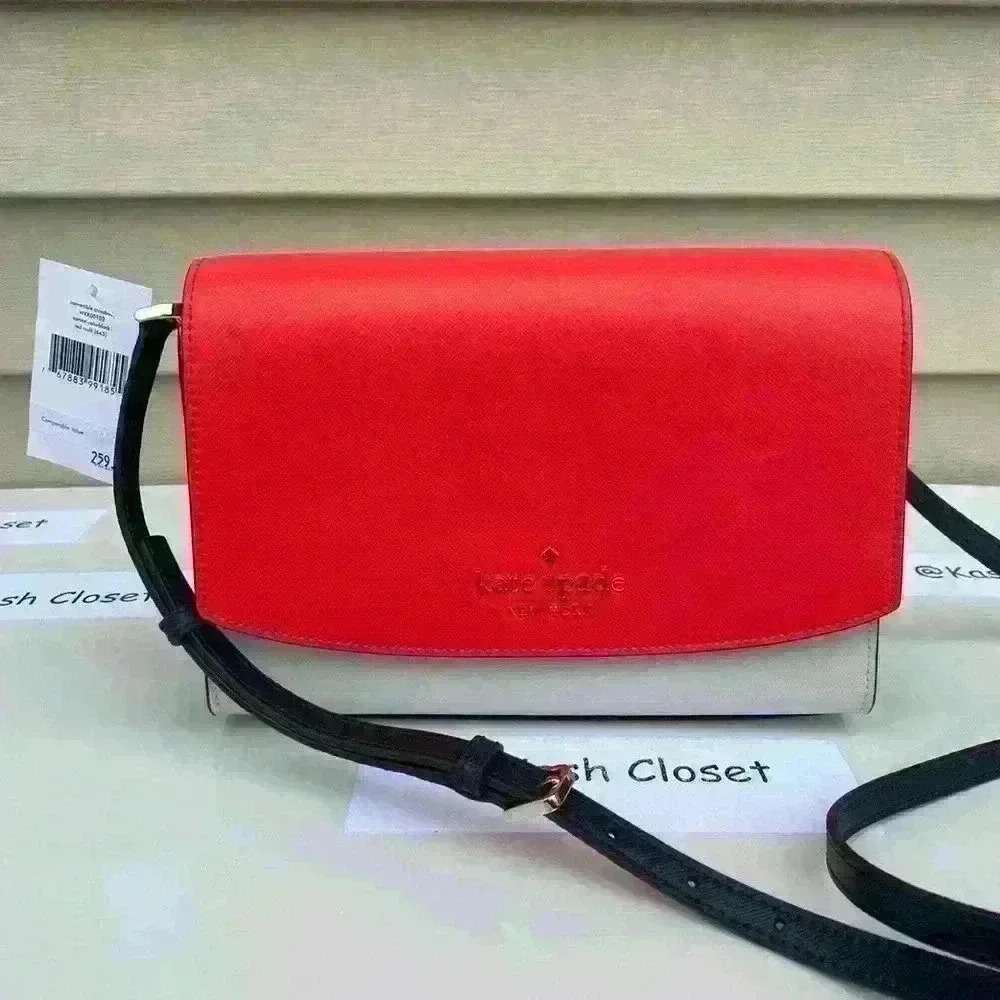 Kate Spade Carson Crossbody Purse Convertible Shoulder Bag Red Multi - Picture 9 of 12